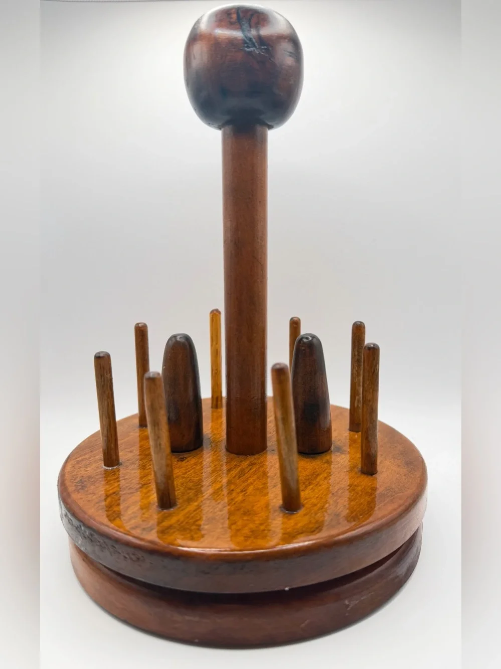 Vintage wooden thread spool holder sewing